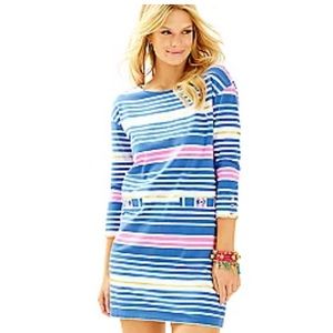 NWT Lilly Pulitzer Lena Dress Lapis Blue Tiki Stripe Dress Sz M